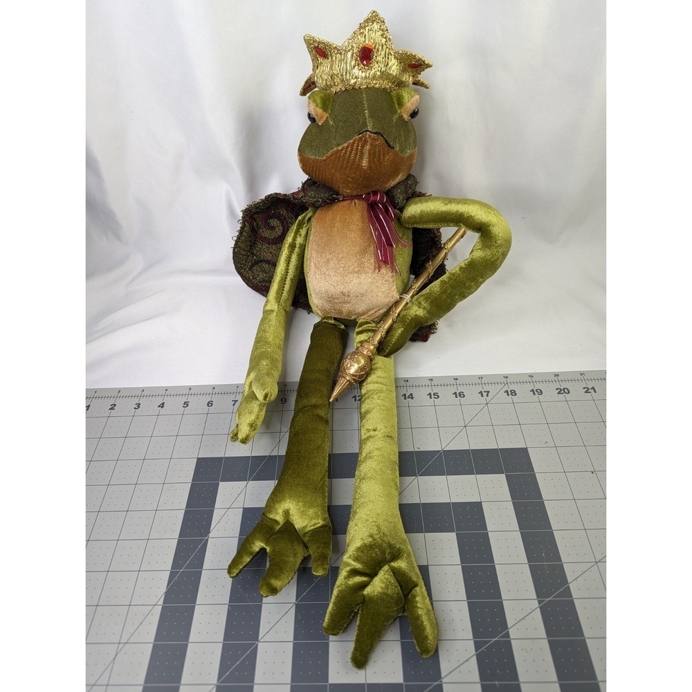 Frog Prince Plush Decoration Crown Scepter 22 Inch Green Weighted Stuffed Animal